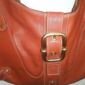 Perlina Cognac Leather Shoulder Bag